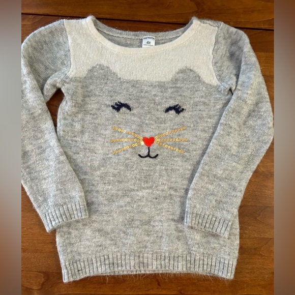 Carter’s cat face sweater. Sz 4T - Picture 1 of 5